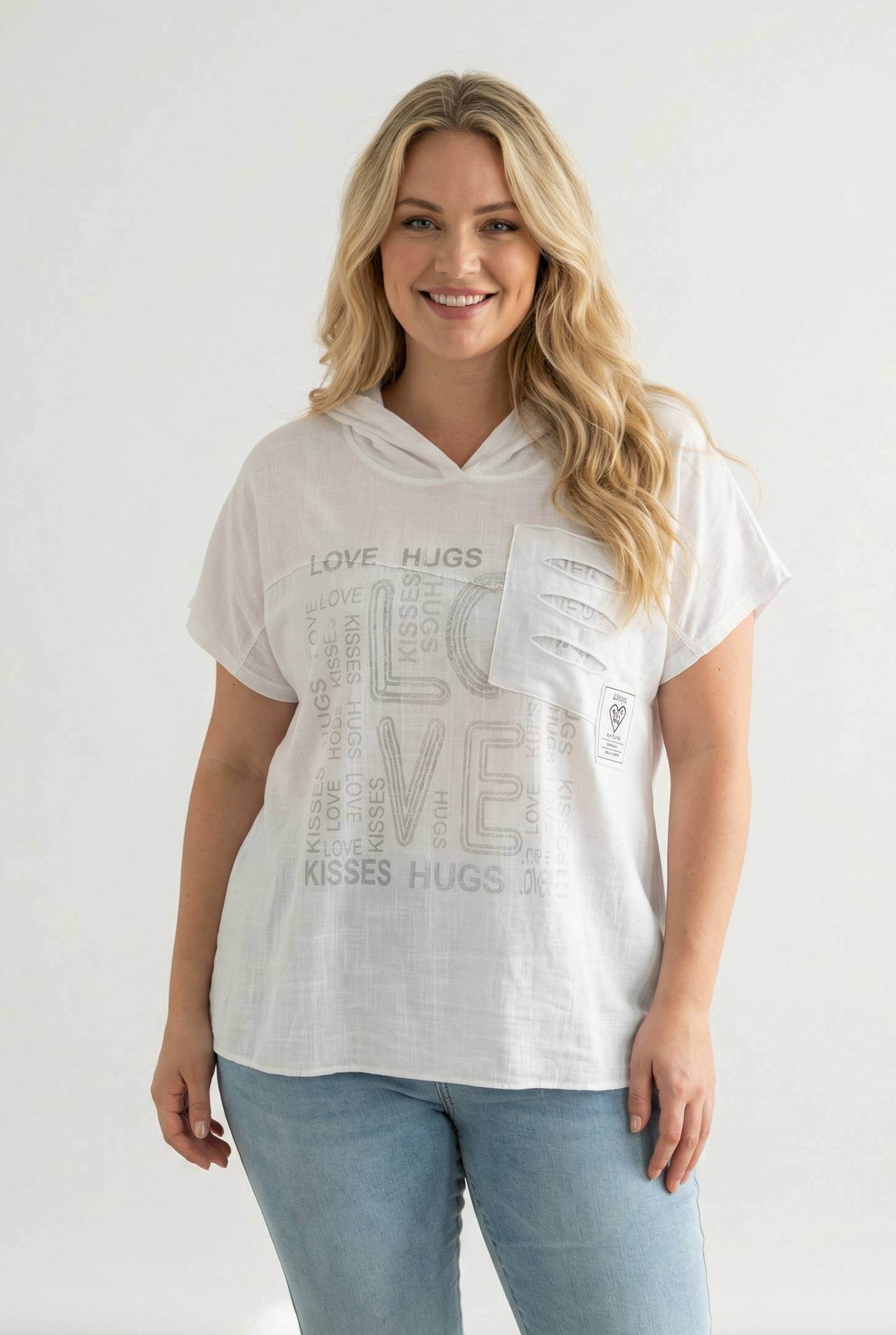 Grossiste Pomme Rouge Paris - T-shirt grande taille blanc (C8012)
