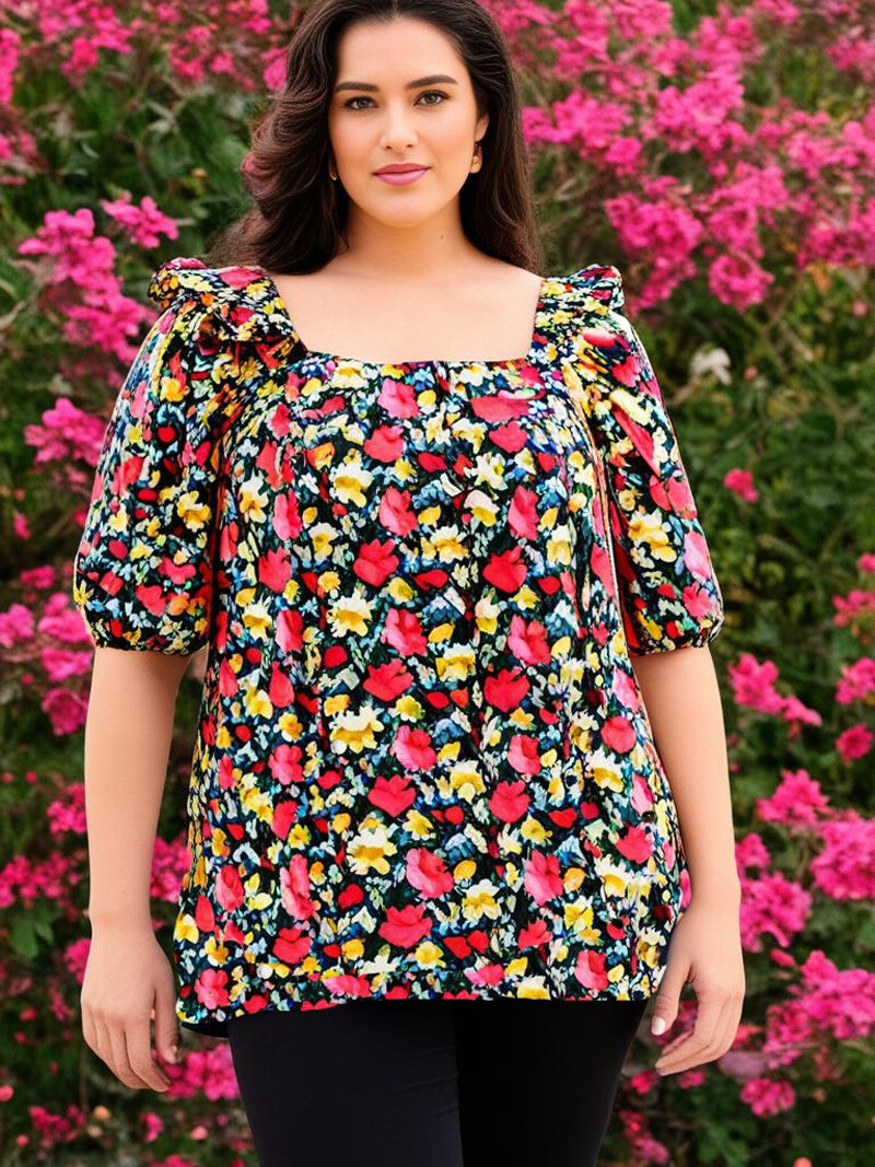 Grossiste Pomme Rouge Paris - Top imprimé fleuri noir (C6565)