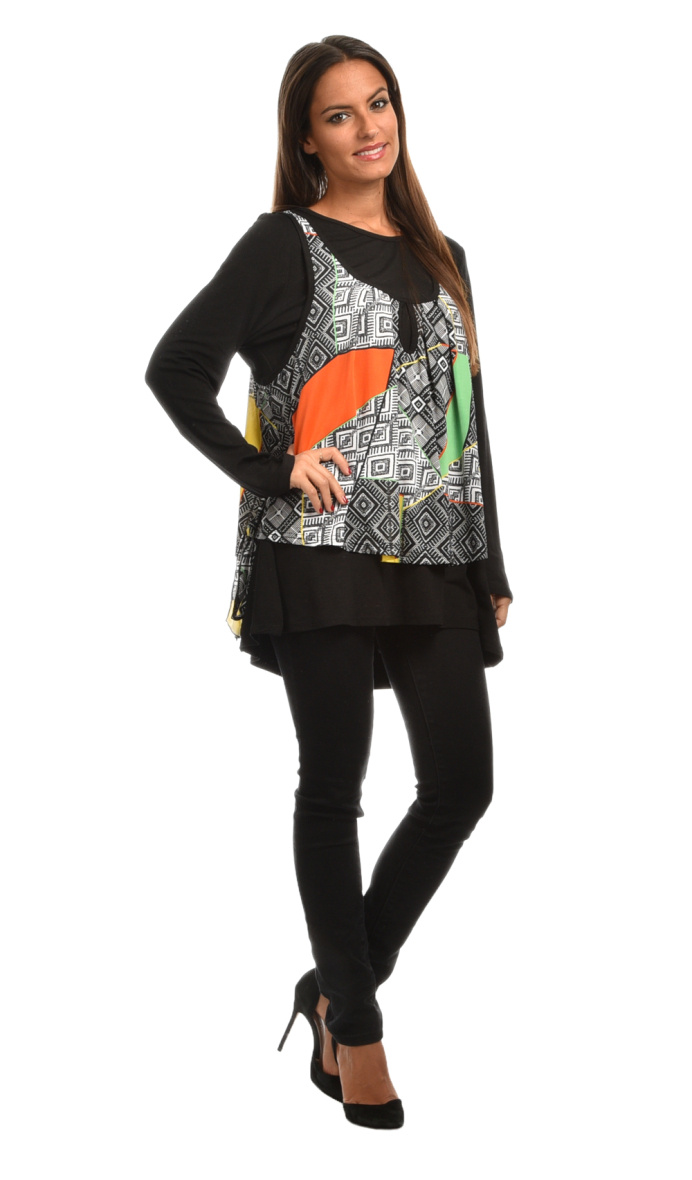 Wholesaler Pomme Rouge Paris - White printed sweater + top set (A239)