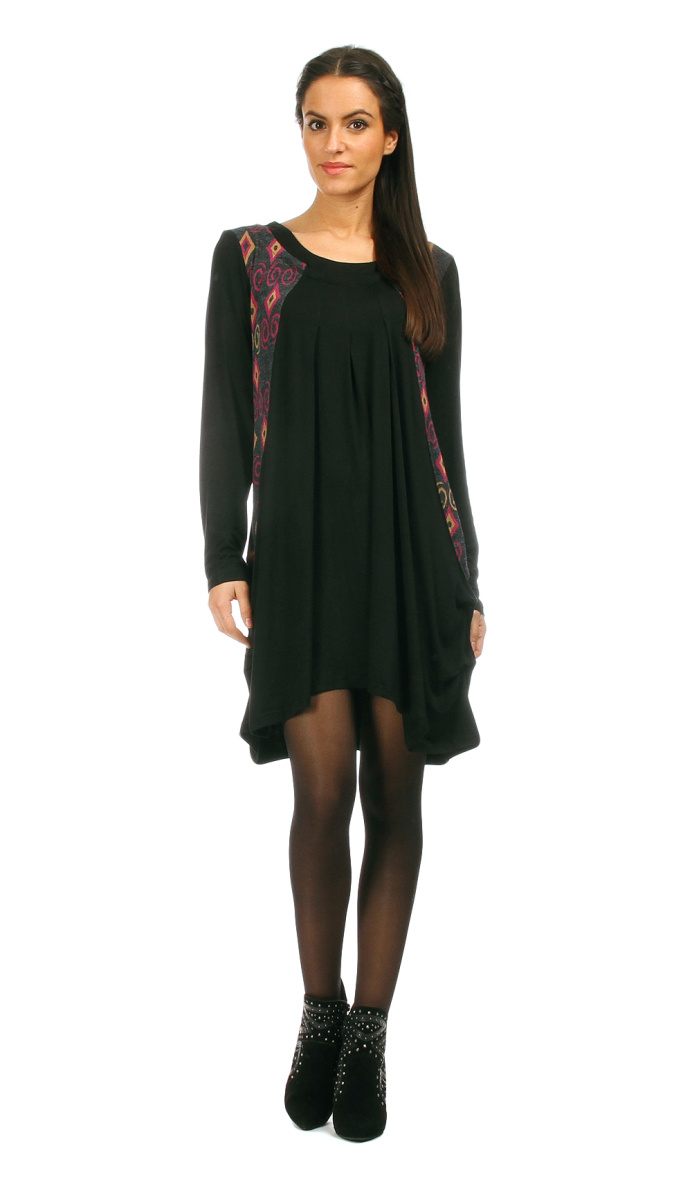 Wholesaler Pomme Rouge Paris - Asymmetrical semi printed tunic (A177)
