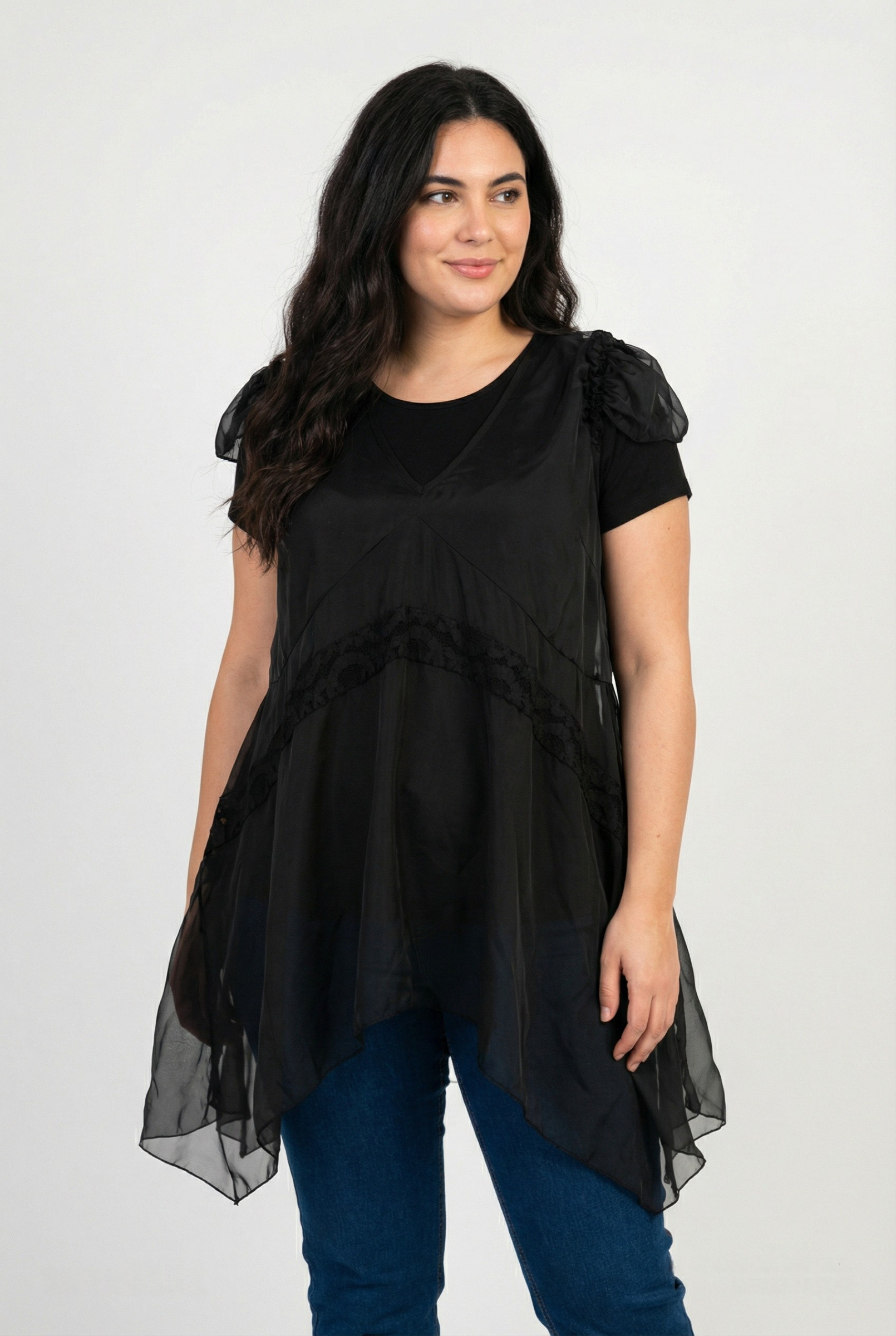 Grossiste Pomme Rouge Paris - Ensemble top + sous pull grande taille (A113)