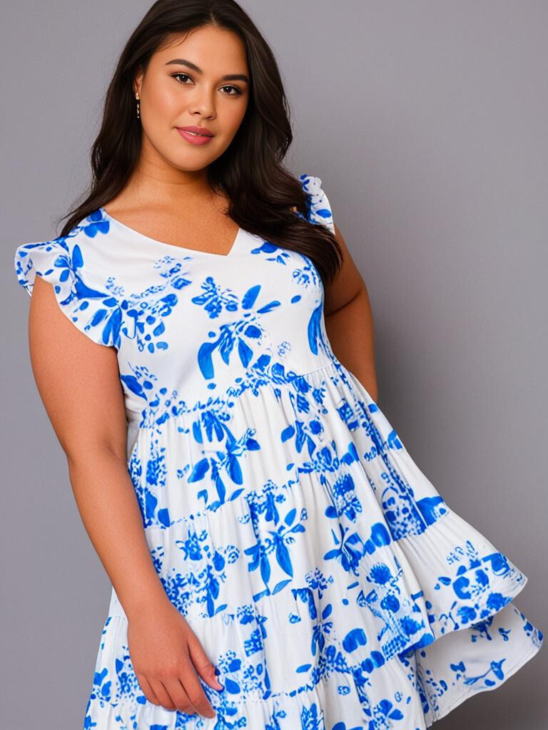 Wholesaler Pomme Rouge Paris - Blue printed printed tunic (C6566)