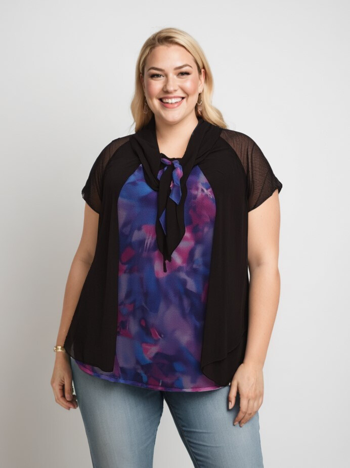 Grossiste Pomme Rouge Paris - Tunique effet 2en1 grande taille (A120)