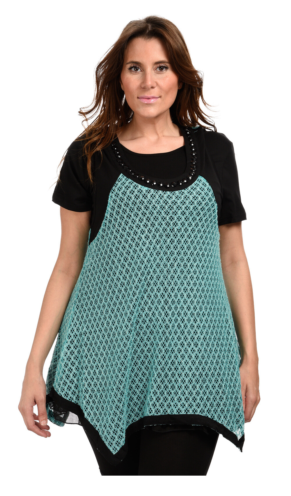 Wholesaler Pomme Rouge Paris - Top lace + tshirt set (A218)