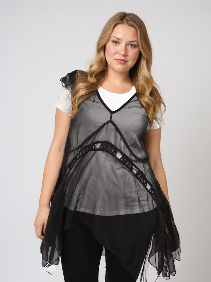 Grossiste Pomme Rouge Paris - Ensemble top + sous pull grande taille (A113)