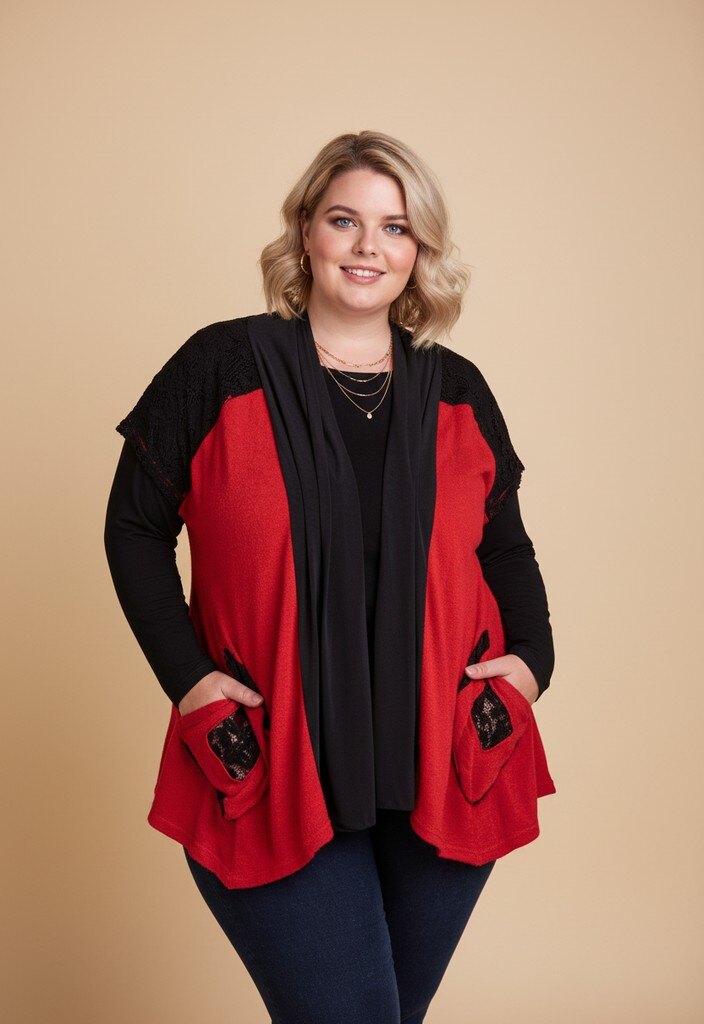 Grossiste Pomme Rouge Paris - Ensemble sous plus + gilet sans manche rouge (A580)