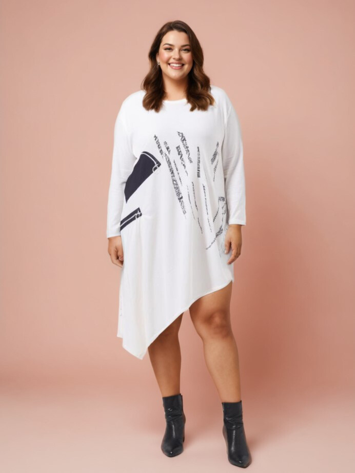 Grossiste Pomme Rouge Paris - Tunique asymétrique blanc (T38964)