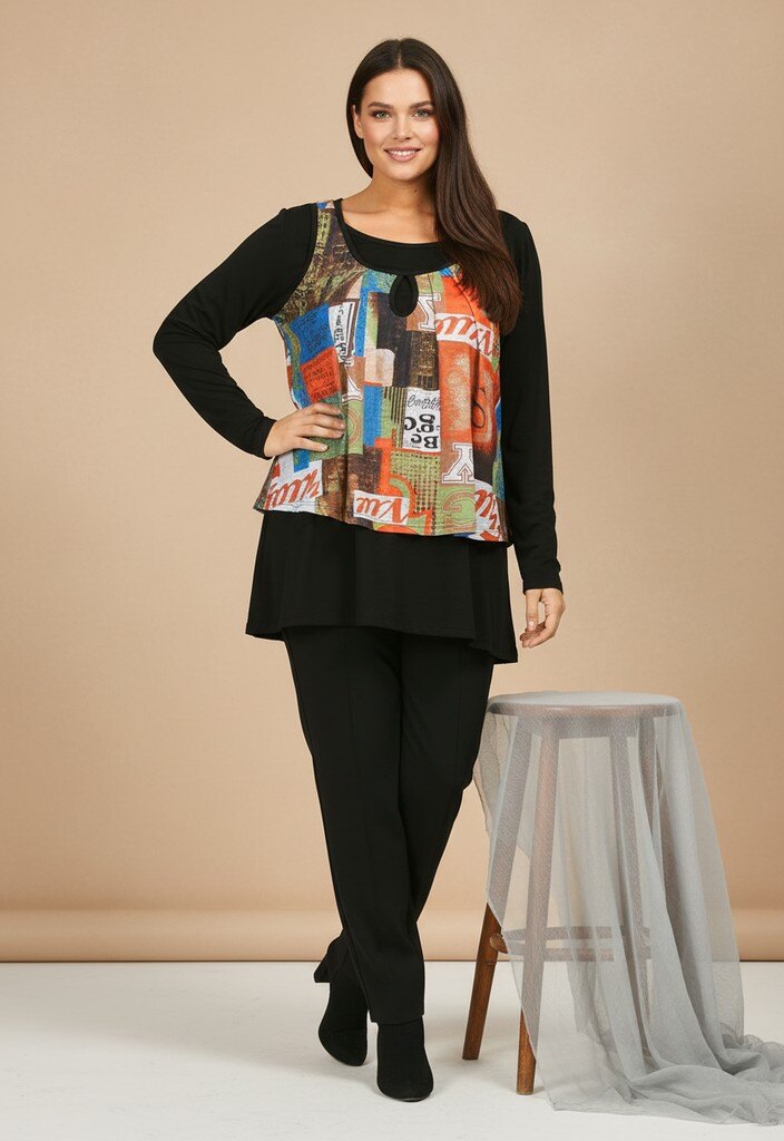Wholesaler Pomme Rouge Paris - Set: Turtleneck + Printed Top (A239)