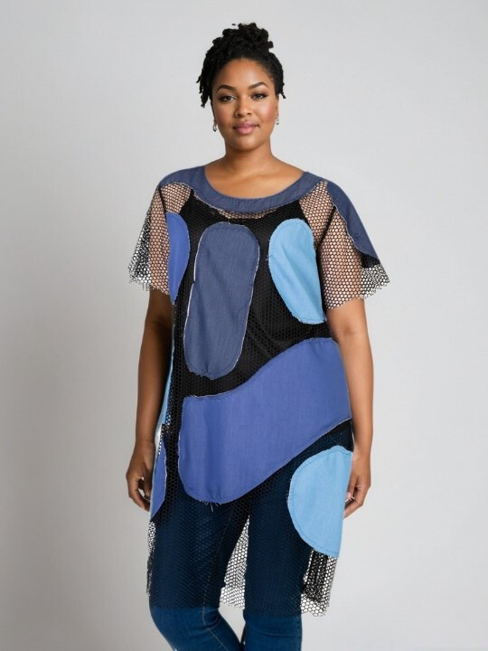 Grossista Pomme Rouge Paris - Openwork Tunic Jean (C6553)