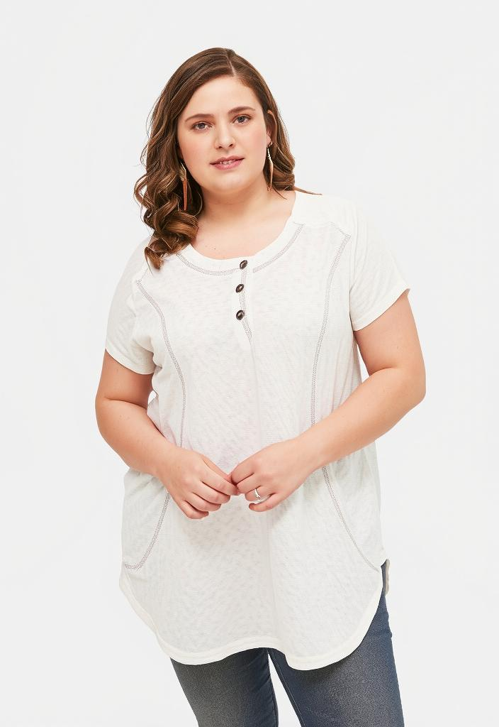Wholesaler Pomme Rouge Paris - White tunic with stitching (A699)