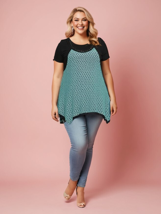 Grossiste Pomme Rouge Paris - Ensemble top dentelle + tshirt (A218)