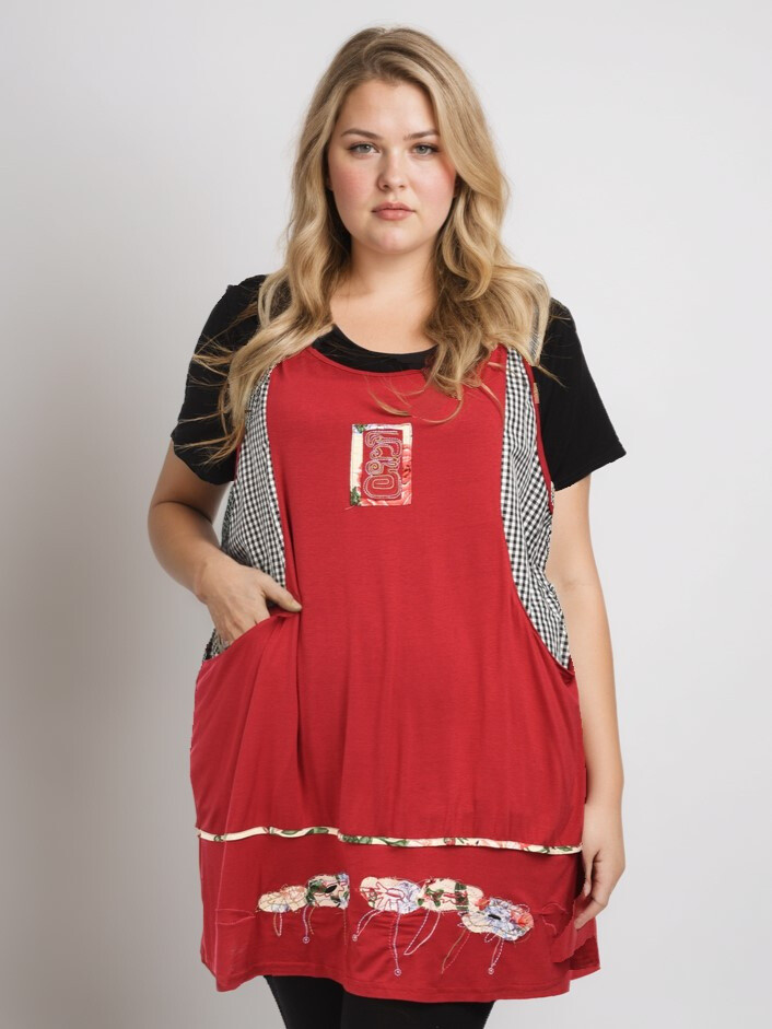 Grossiste Pomme Rouge Paris - Ensemble tunique brodée avec tshirt (A592)