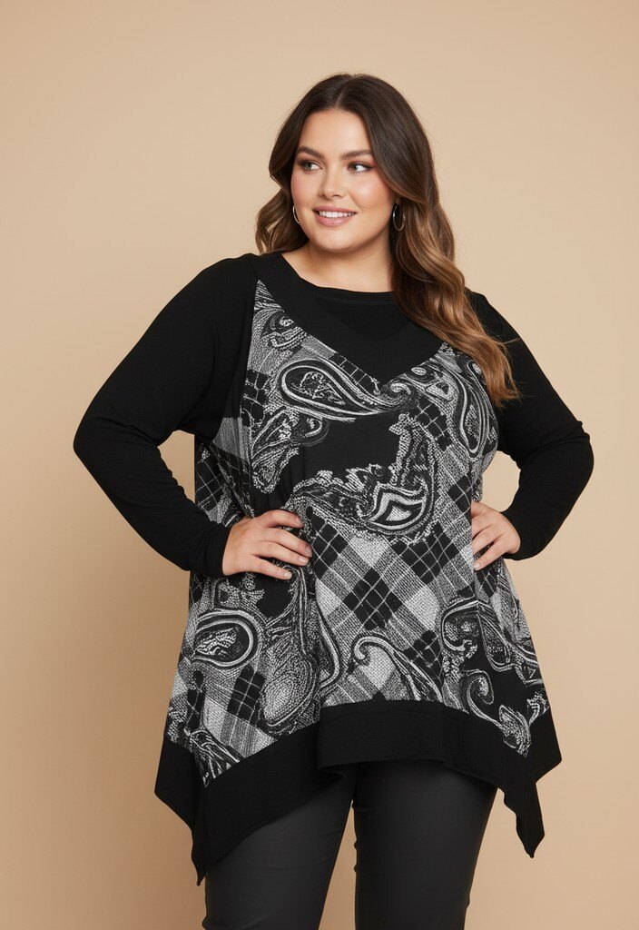 Wholesaler Pomme Rouge Paris - Bouclé Top and Under-Sweater Set (A051)