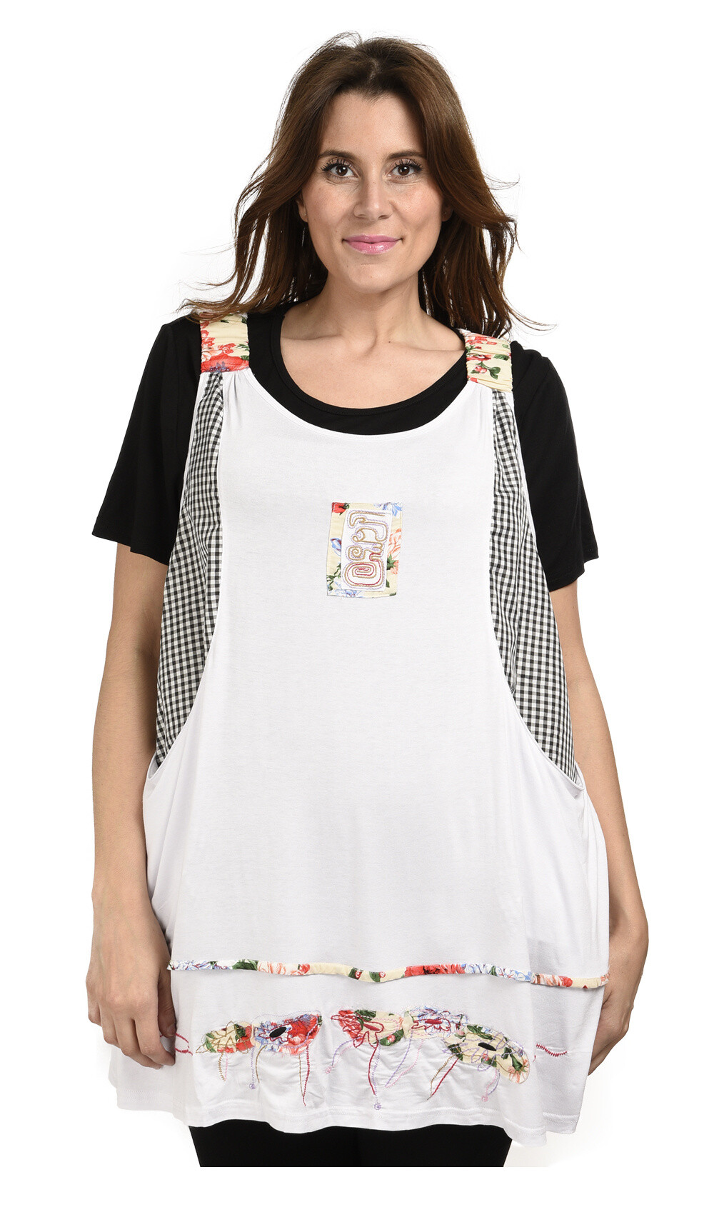 Wholesaler Pomme Rouge Paris - Embroidered tunic set with tshirt (A592)
