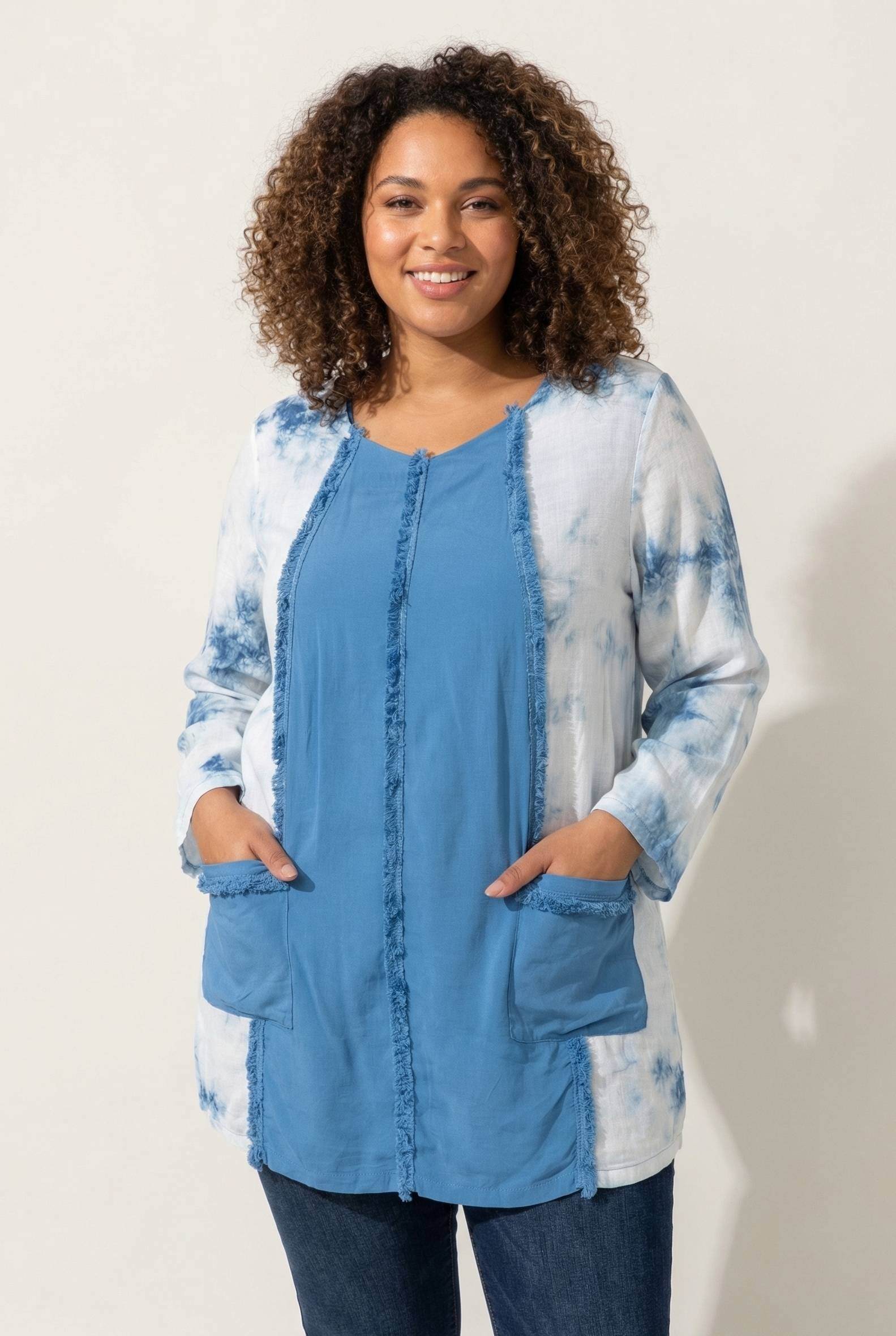Grossiste Pomme Rouge Paris - Tunique grande taille effet déchiré imprimé gris