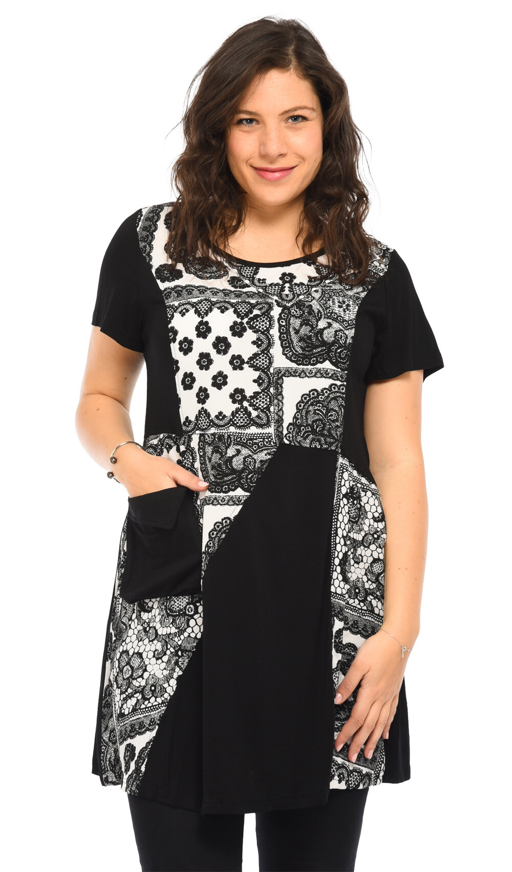 Wholesaler Pomme Rouge Paris - Large printed tunic (A615)
