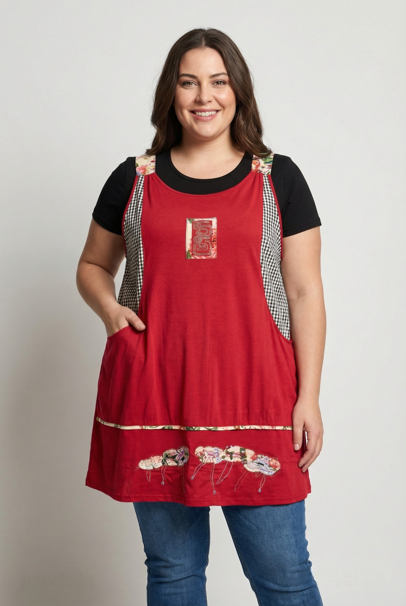Grossiste Pomme Rouge Paris - Ensemble tunique brodée avec tshirt (A592)