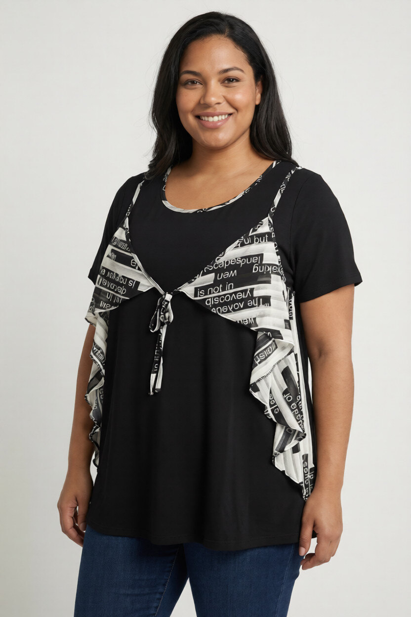 Grossiste Pomme Rouge Paris - Ensemble top + tshirt (A675)