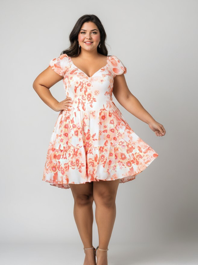 Grossiste Pomme Rouge Paris - Tunique grande taille imprimé rose (C6566)