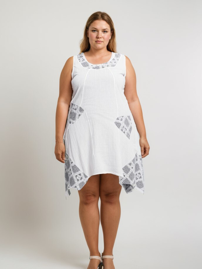 Grossiste Pomme Rouge Paris - Tunique colin/lin grande taille (A583)