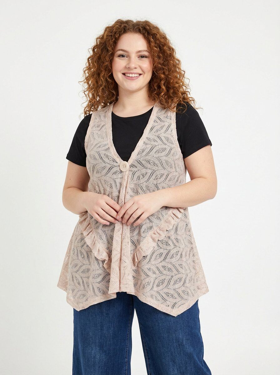 Grossiste Pomme Rouge Paris - Ensemble top dentelle + tshirt grande taille (A122)