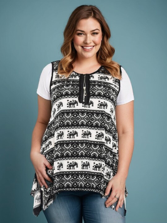Großhändler Pomme Rouge Paris - Top + Unterhemd Set große Größe (A076)