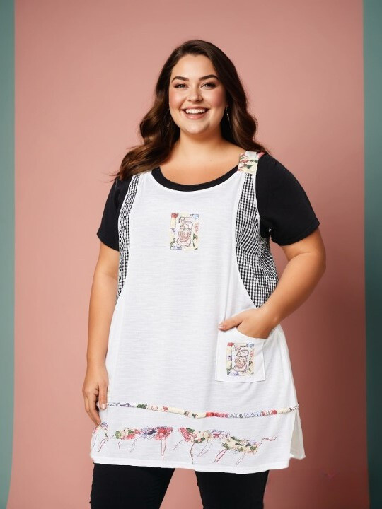 Grossiste Pomme Rouge Paris - Ensemble tunique brodée avec tshirt (A592)