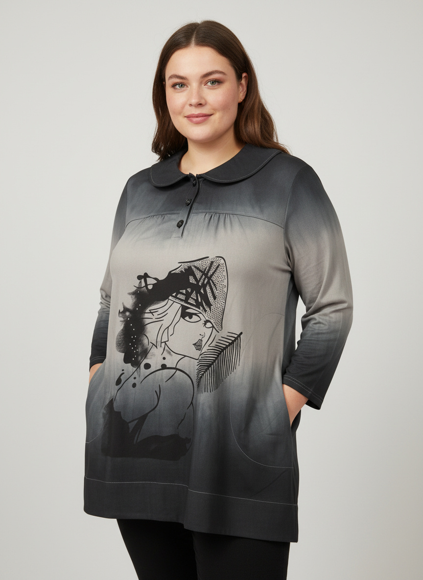 Grossiste Pomme Rouge Paris - Tunique tye and dye gris (A723)