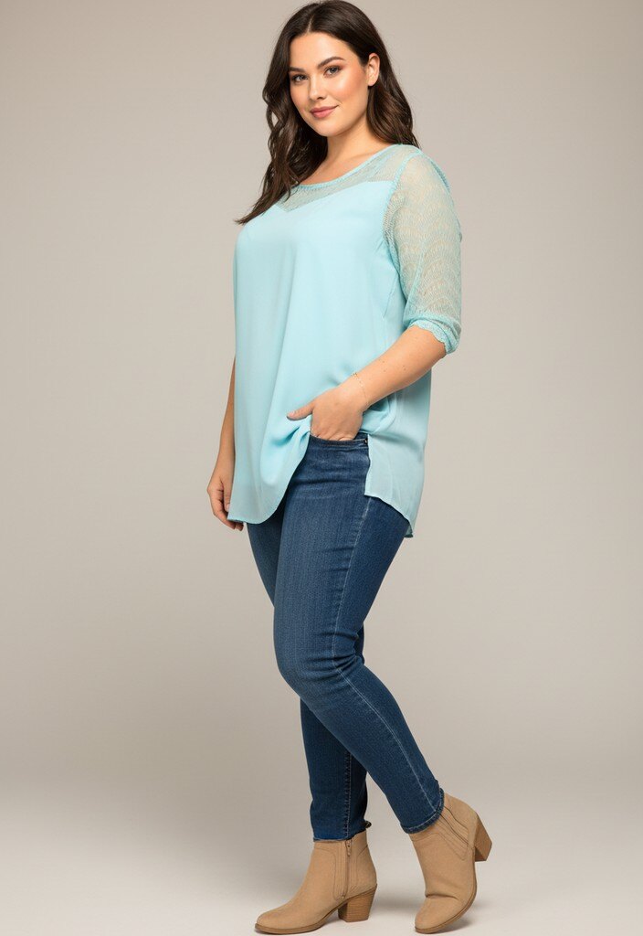 Grossiste Pomme Rouge Paris - Blouse en dentelle grande taille (A581)