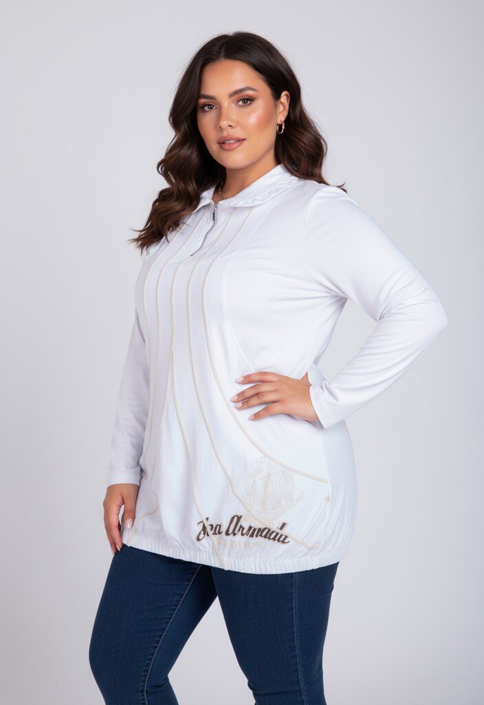 Wholesaler Pomme Rouge Paris - Fitted white tunic with ribbing (A560)