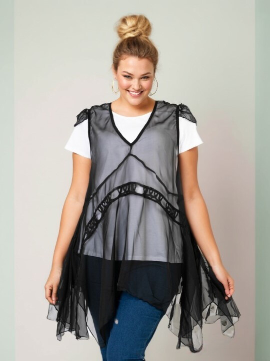 Grossiste Pomme Rouge Paris - Ensemble top + sous pull grande taille (A113)