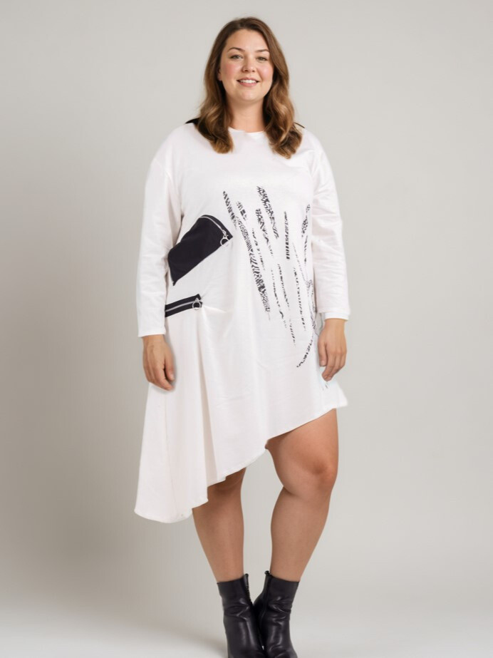 Grossiste Pomme Rouge Paris - Tunique asymétrique blanc (T38964)