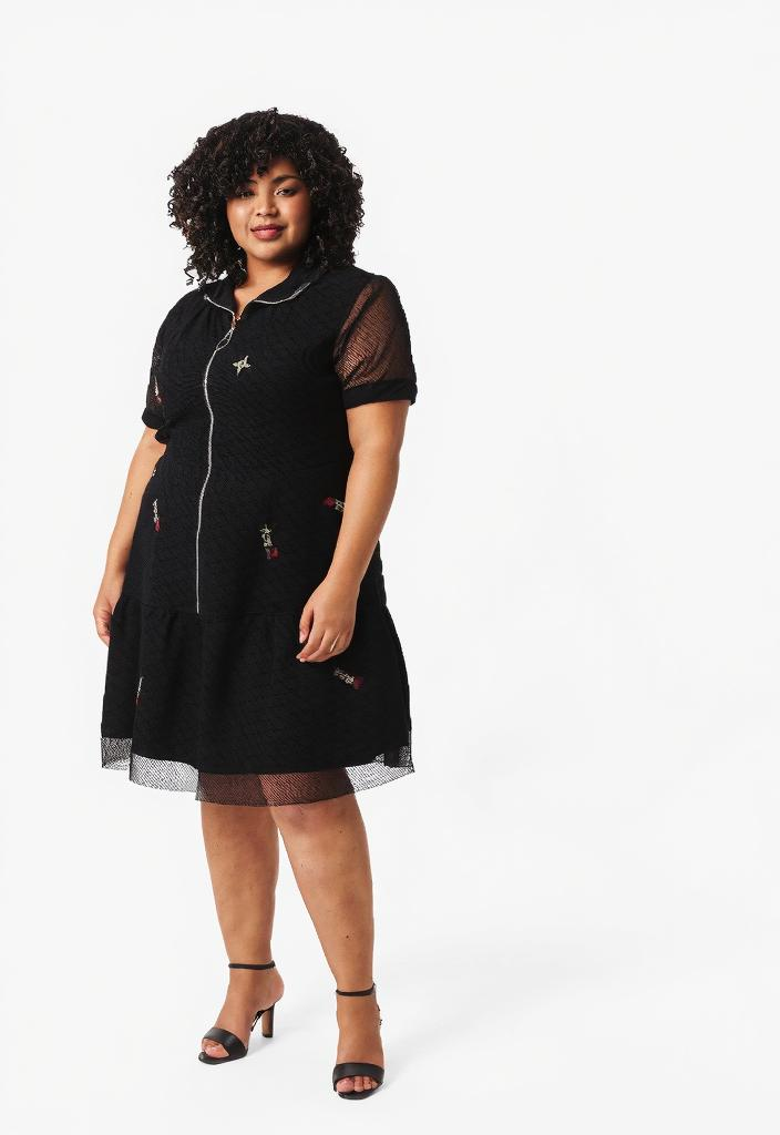 Grossiste Pomme Rouge Paris - Robe / tunique volanté avec logos (C6214)