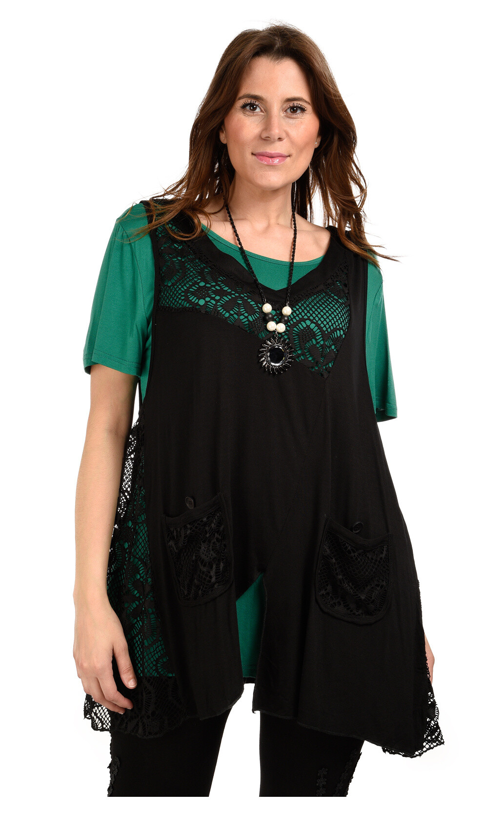 Wholesaler Pomme Rouge Paris - Top lace + large tshirt (A595)