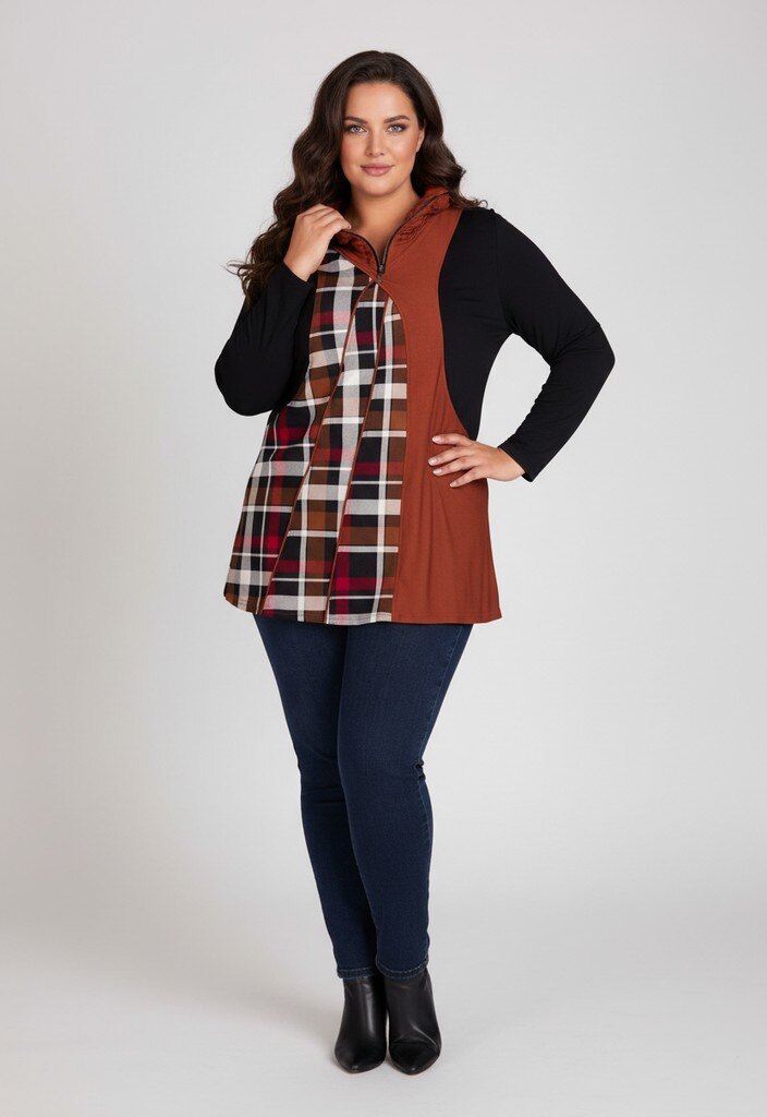 Wholesaler Pomme Rouge Paris - Plaid Print Tunic (A515)