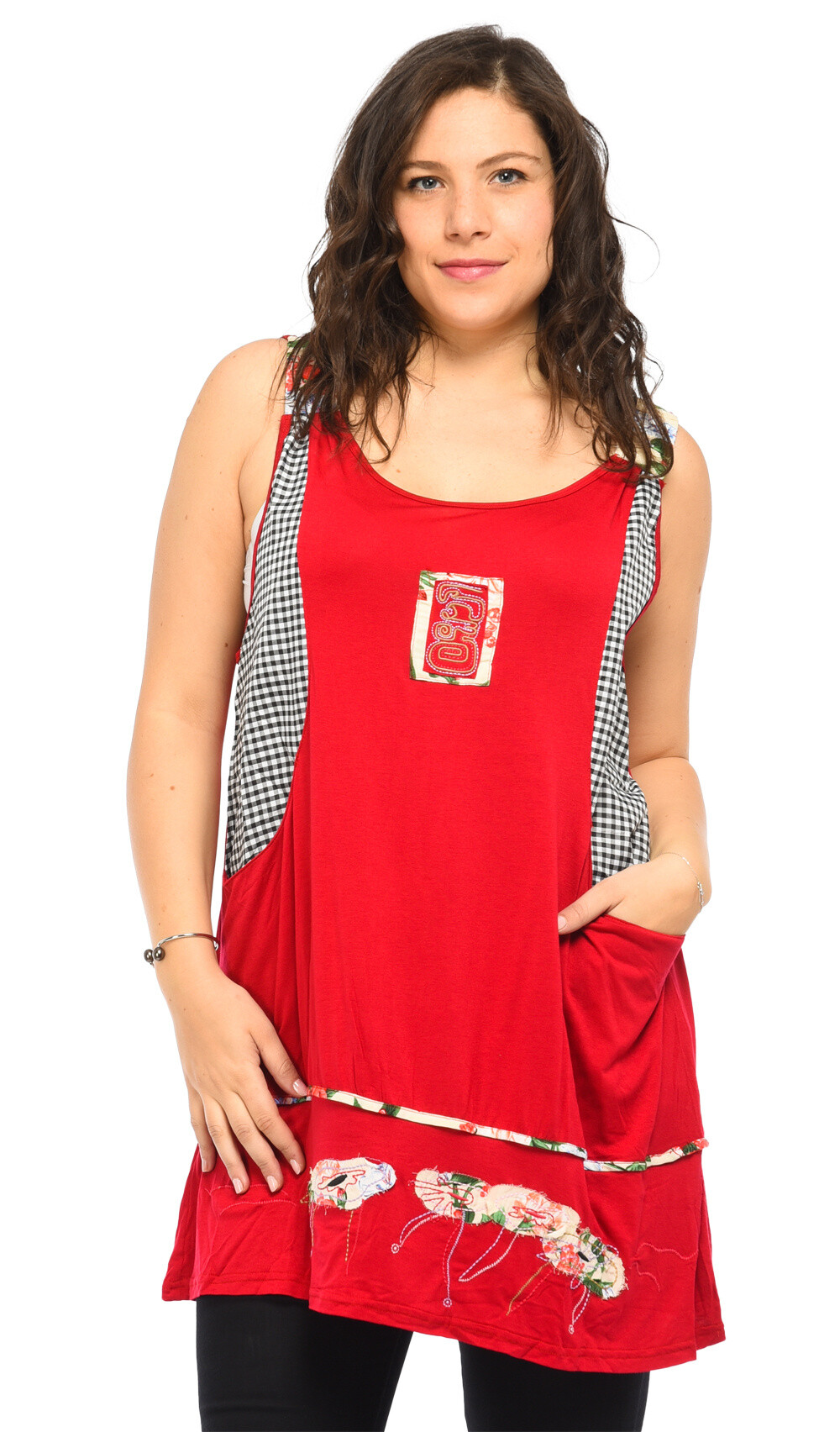 Grossista Pomme Rouge Paris - Set di tunica ricamata con maglietta (A592)