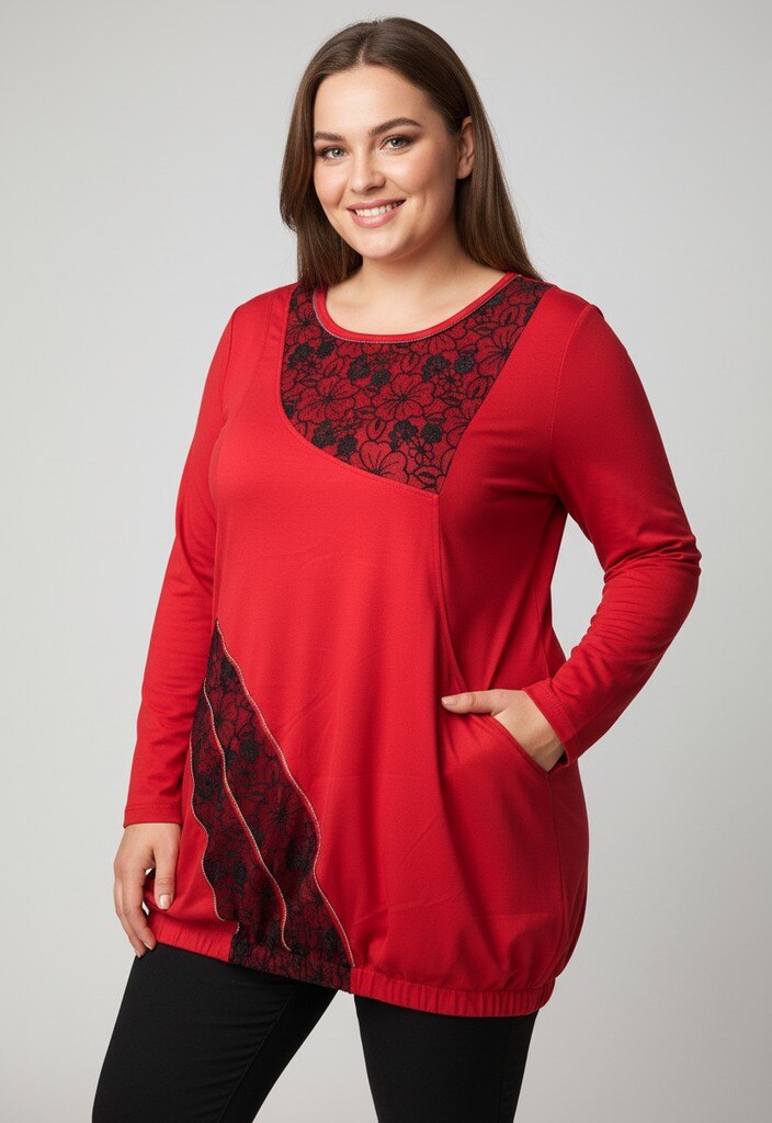 Wholesaler Pomme Rouge Paris - Fitted tunic with lace (A625)