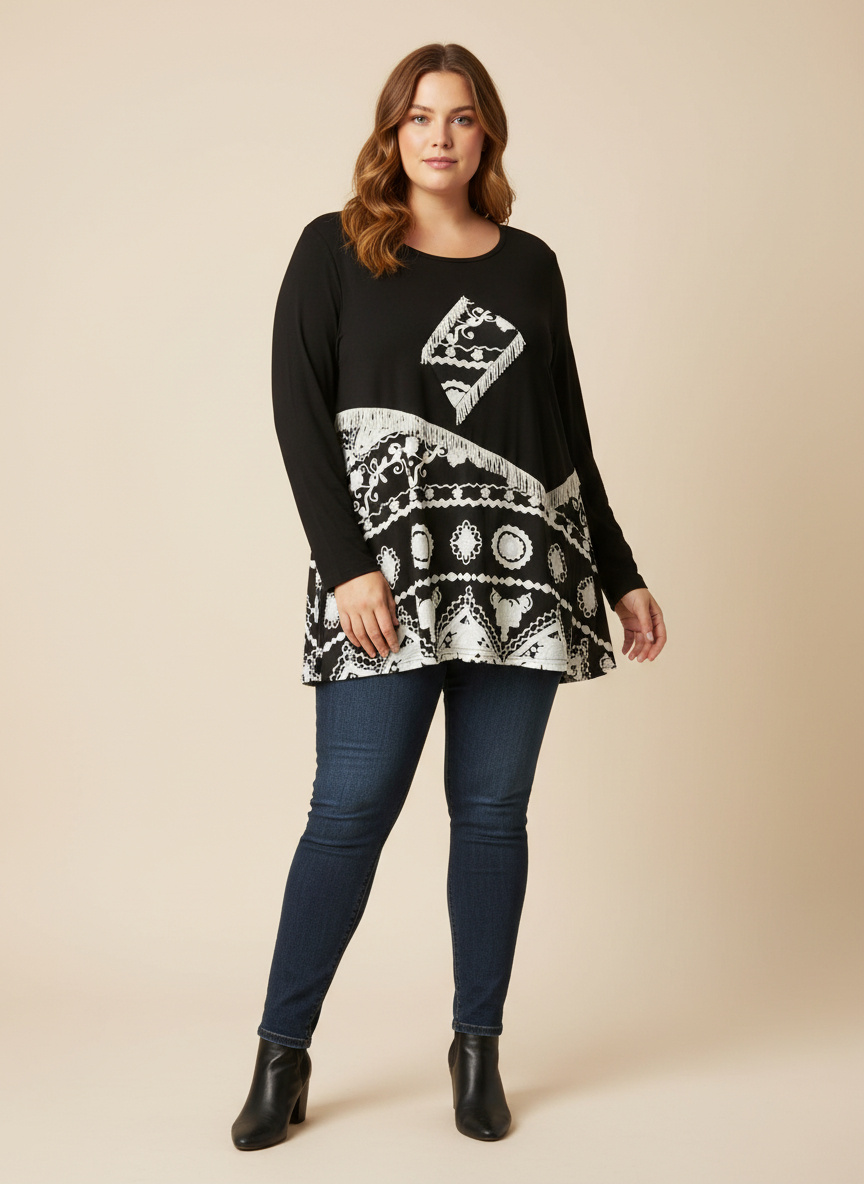 Mayorista Pomme Rouge Paris - Camiseta larga semi estampada (A825)