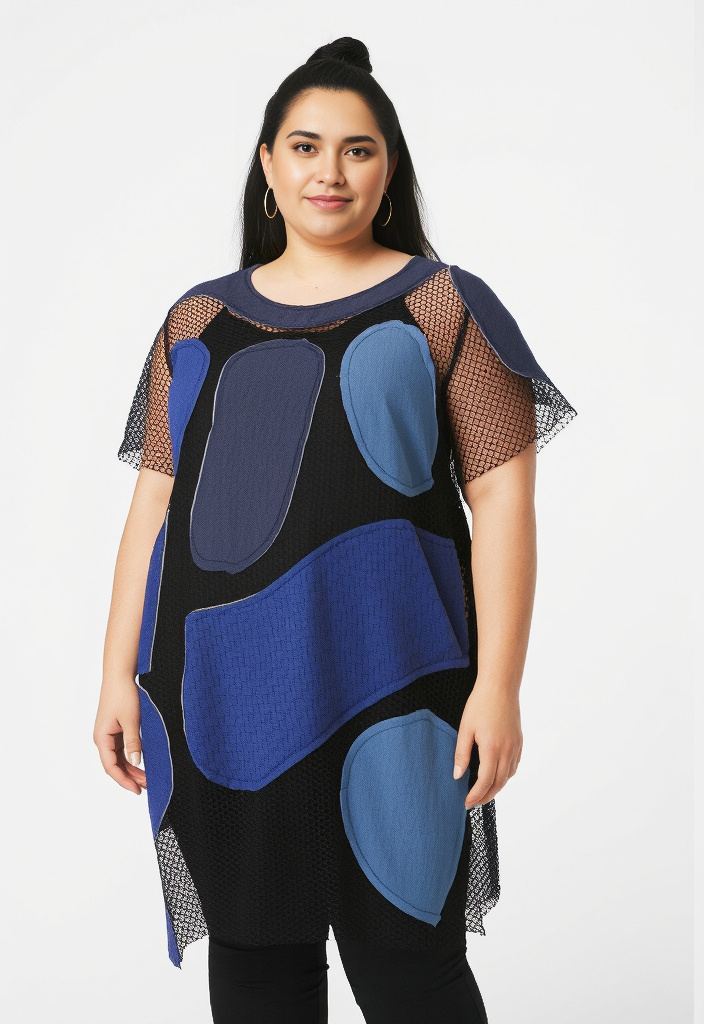 Mayorista Pomme Rouge Paris - Túnica con calado y detalle de mezclilla (C6553)