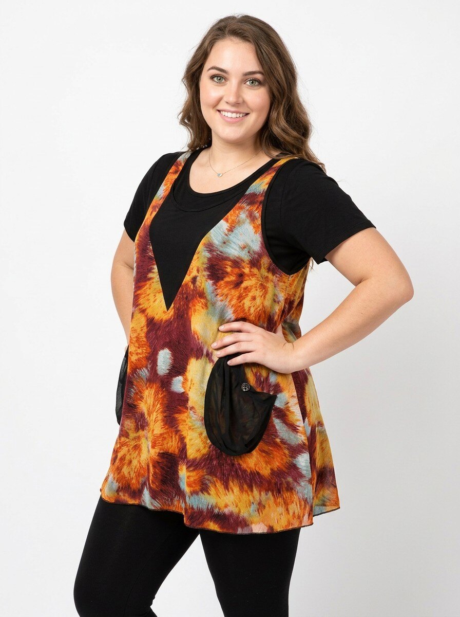 Grossiste Pomme Rouge Paris - Top imprimé rouge + t-shirt grande taille (A539)