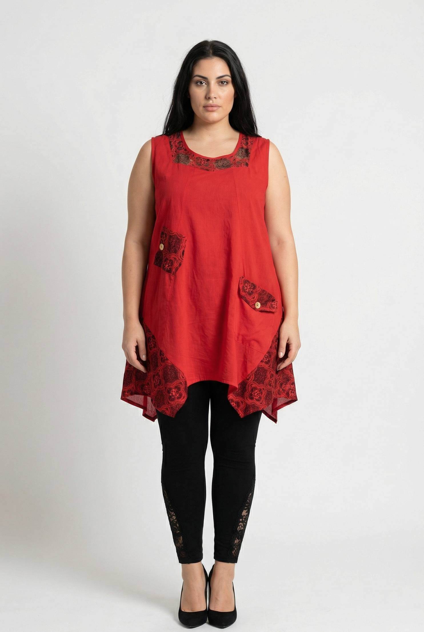 Grossiste Pomme Rouge Paris - Tunique colin/lin grande taille (A583)