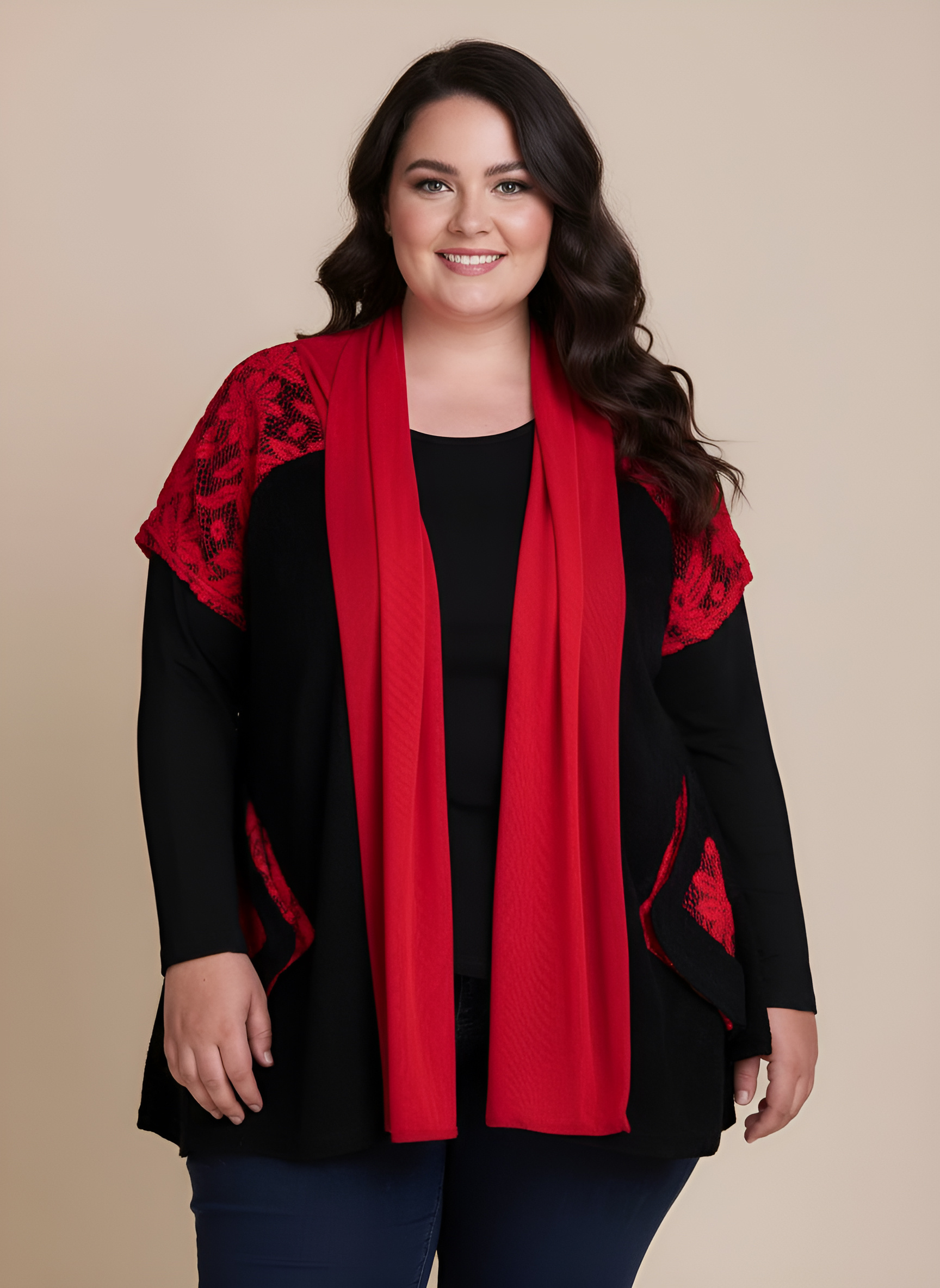 Grossiste Pomme Rouge Paris - Ensemble sous plus + gilet sans manche noir (A580)