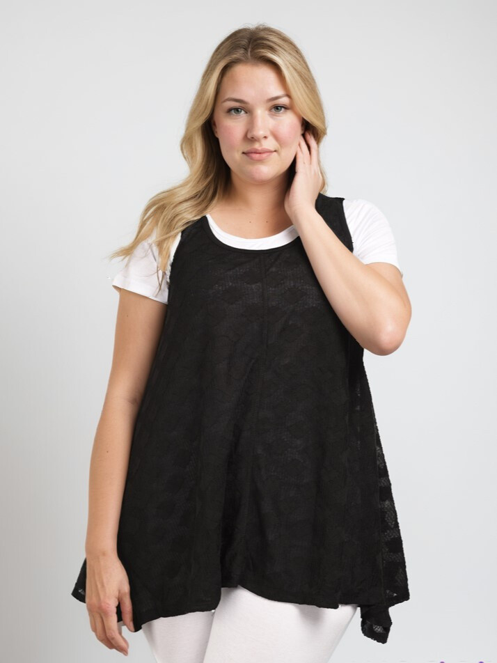 Grossiste Pomme Rouge Paris - Ensemble top texturé + t-shirt (A091)