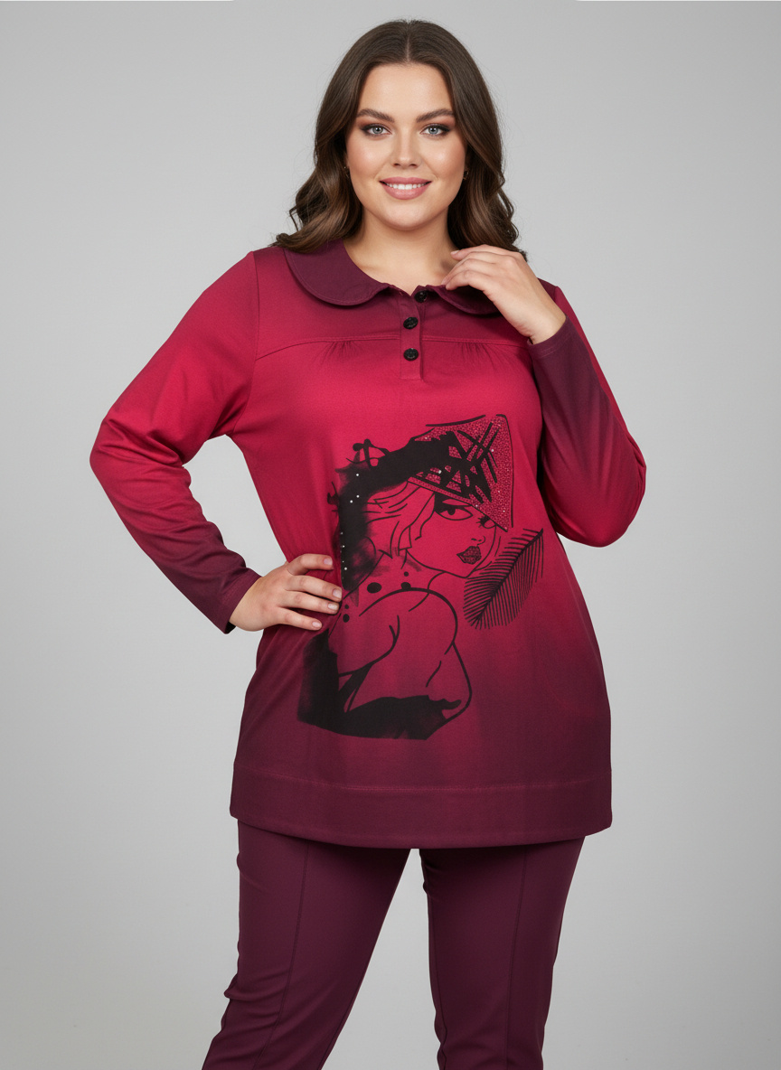 Grossiste Pomme Rouge Paris - Tunique tye and dye rose (A723)
