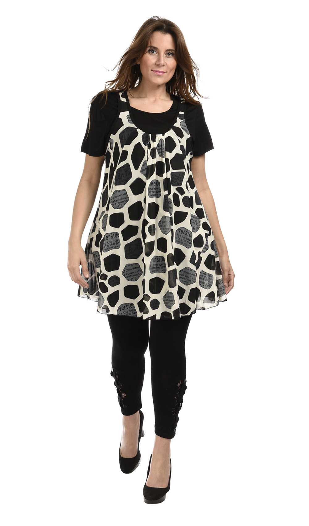 Wholesaler Pomme Rouge Paris - Top leopard + tshirt set (A362)