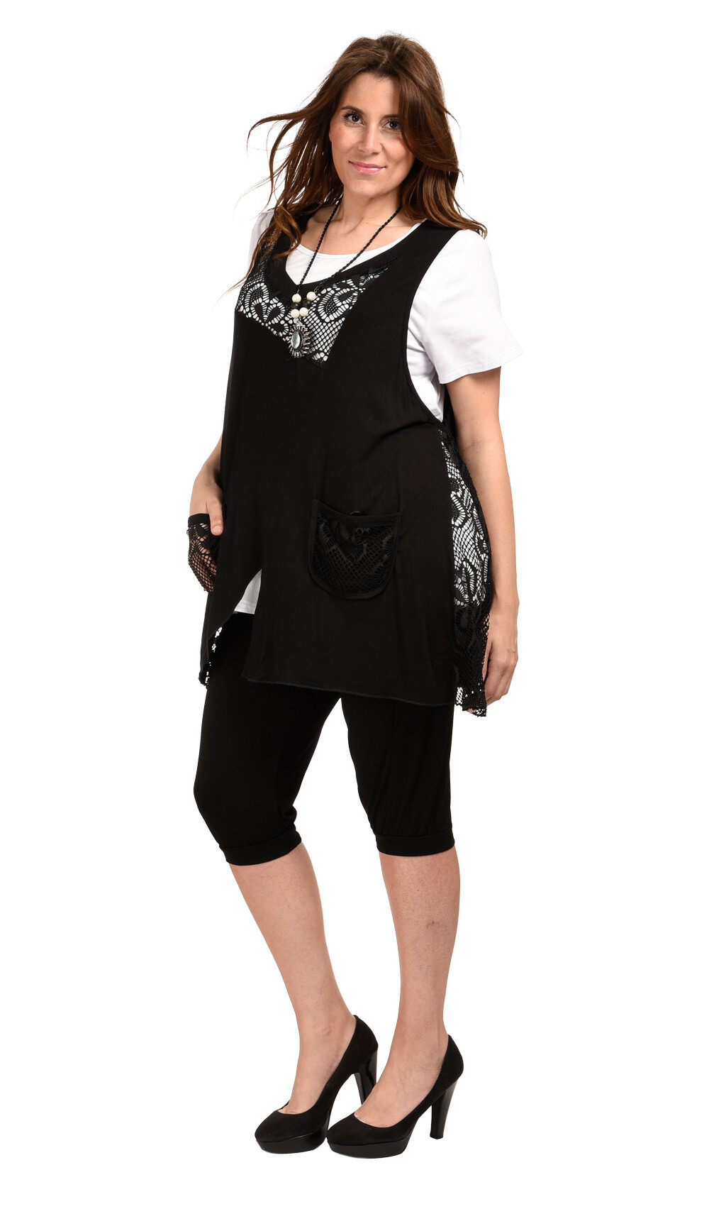 Wholesaler Pomme Rouge Paris - Top lace + large tshirt (A595)