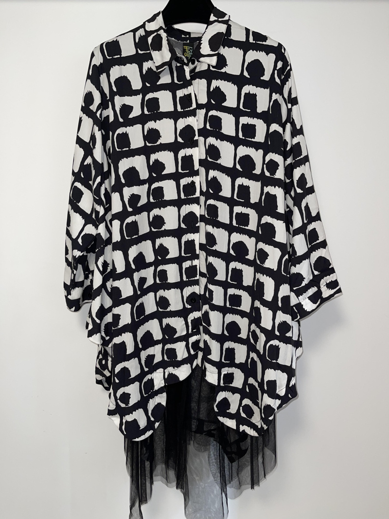 Grossiste Pomme Rouge Paris - Veste asymétrique imprimé blanc (T15914)