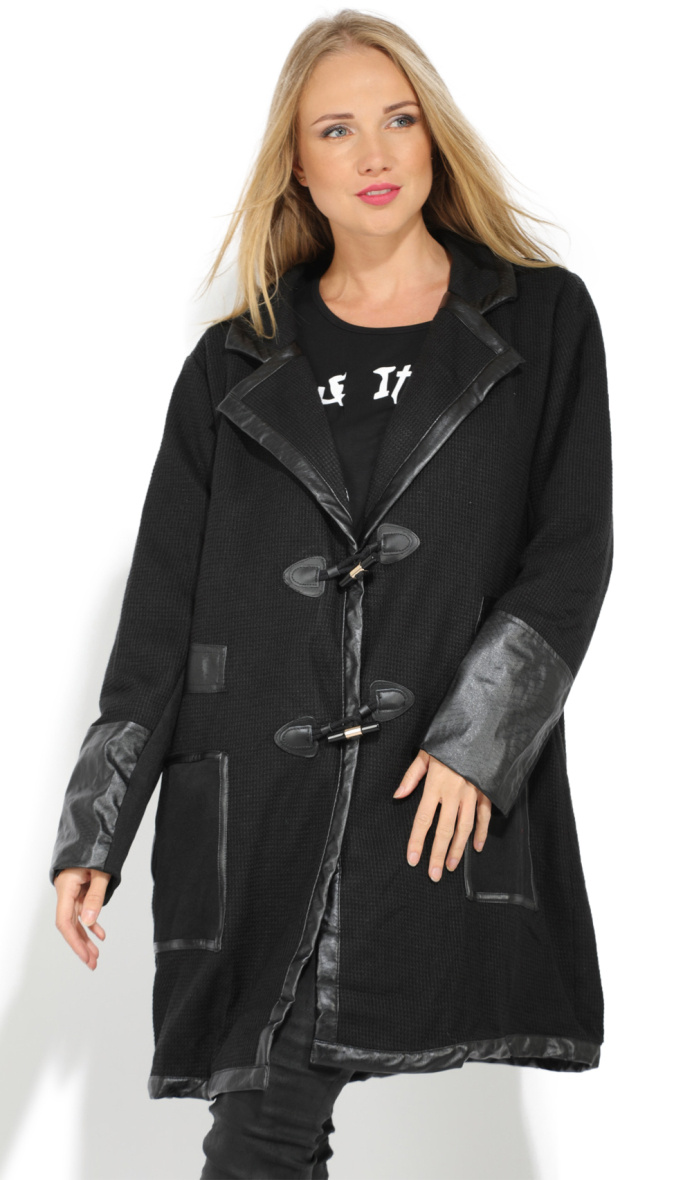 Grossiste Pomme Rouge Paris - Veste noir avec patch en PVC (A563)