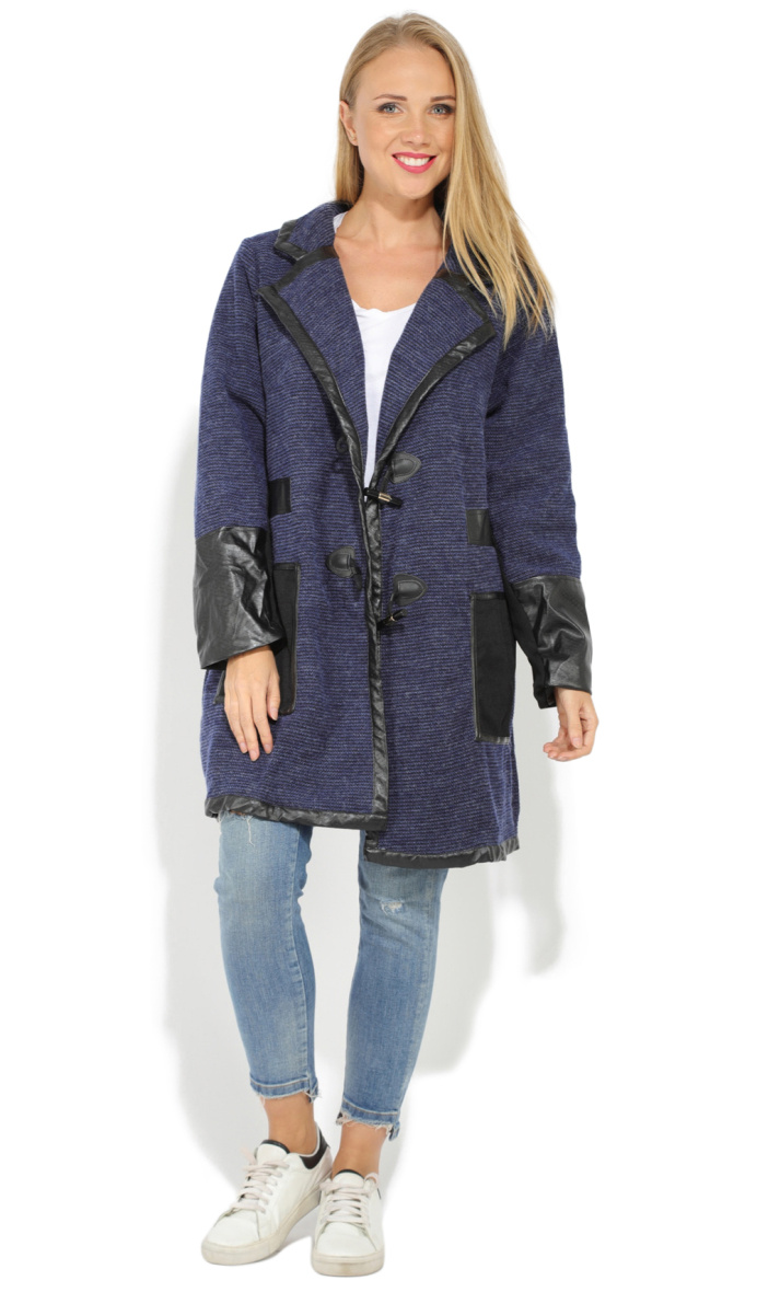 Grossiste Pomme Rouge Paris - Veste bleu avec patch en PVC (A563)