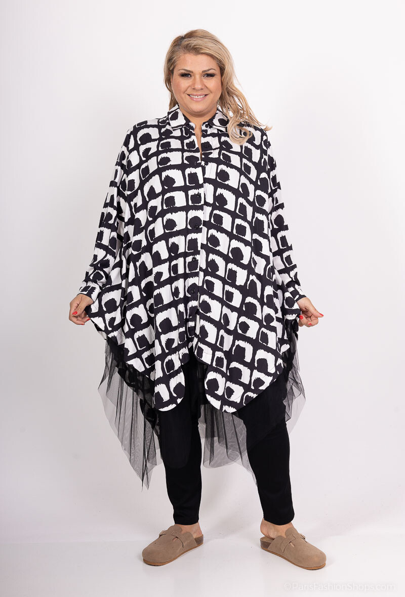 Grossiste Pomme Rouge Paris - Veste asymétrique imprimé blanc (T15912)